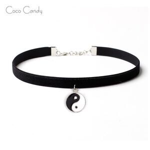 🆕Yin Yang Pendant Black Velvet Choker Necklace